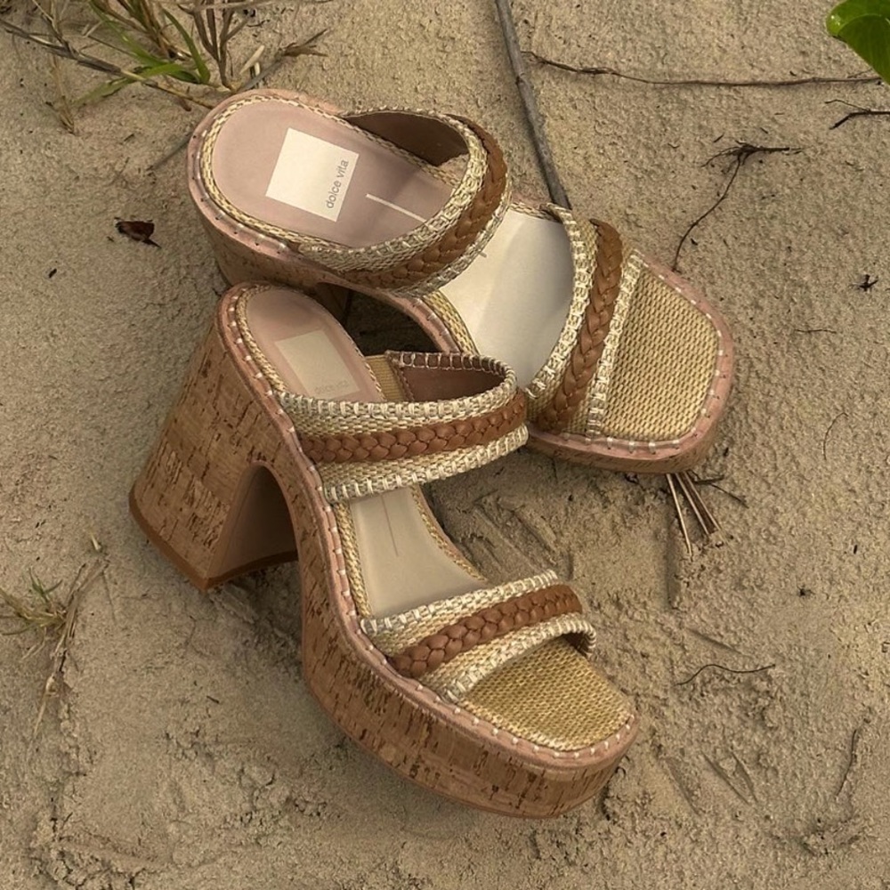 Dolce Vita Whim Platform Sandals Honey Raffia